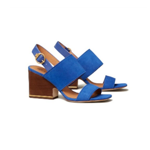 Tory Burch Shoes - Tory Burch Selby Block Heel Sandal Nautical Blue